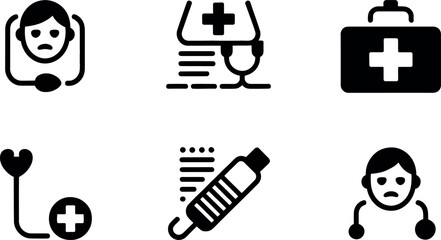 Vector medical icons:  illness, diagnosis, and treatment set