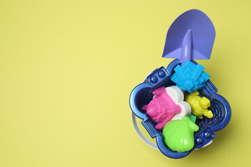 Children's toys on a yellow background