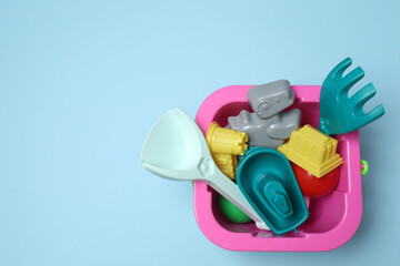 children's toys on a blue background
