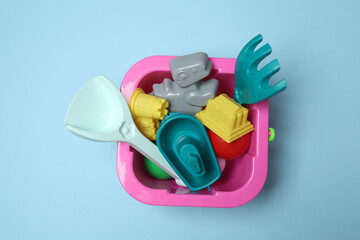 children's toys on a blue background