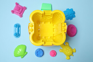 children's toys on a blue background
