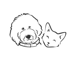 Adorable Dog and Cat Illustration Best Friends Forever