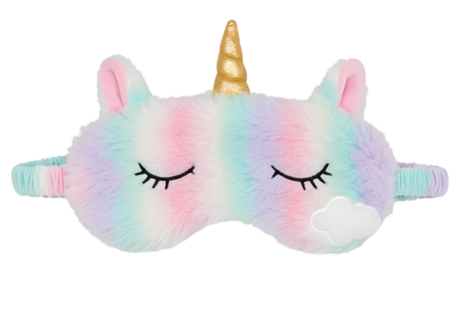 Pastel Rainbow Unicorn Sleep Mask isolated on transparent background