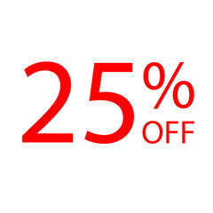 Clean red 25% OFF sale graphic. High-resolution PNG vector with bold modern typography. Ideal for ecommerce deals, in-store signage, product discounts, and flash sales