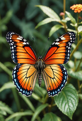Fototapeta premium Monarch Butterfly on Orange Blossom – Stunning Macro of Nature’s Elegance
