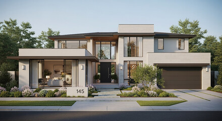 modern house with garden