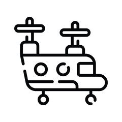 A modern outline icon of chinook military helicopter