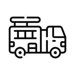 Easy to edit linear icon of firefighter rescue truck