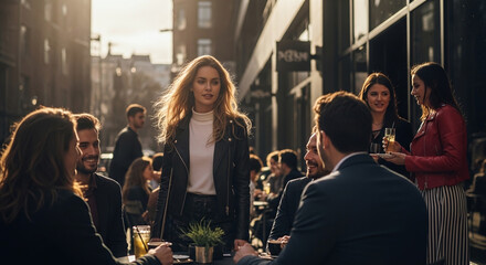 group of people in the city