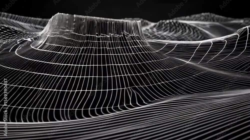 Aufkleber a futuristic network of interconnected white dots and lines creates an abstract background on black