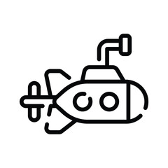 A modern linear icon of underwater submarine vessel