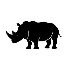 rhino vector , a rhinoceros silhouette standing on a white background on transparent background , no background