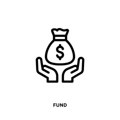 A money bag with dollar sign held by two hands in a simple line art on transparent background , no background