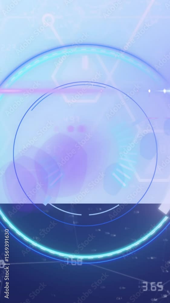 Poster animation of light moving over processing circle on chemical formulas