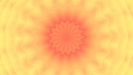 Warm orange yellow gradient abstract mandala flower pattern radiant sunburst shape psychedelic spiritual background