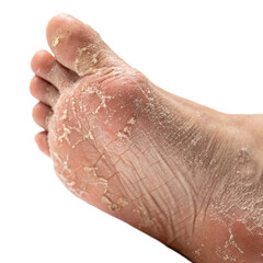 Fototapeta premium Foot with dry skin and peeling, isolated PNG transparent background
