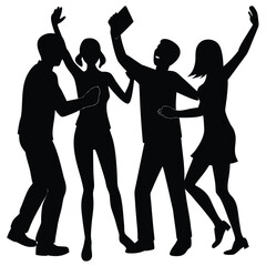 Silhouetted Revelry A Vibrant Dance Party Scene of Uninhibited Joy and Energetic Movement Featuring Cheerful People Dancing Together