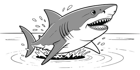 flat-color marlin vector artwork with jumping fish and water splash trails for fishing and marine applications