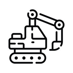 Well crafted outline icon of heavy-duty excavator machine