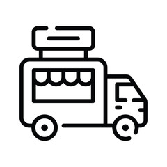 Premium outline icon of food van with service