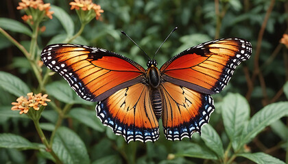 Fototapeta premium Monarch Butterfly on Orange Blossom – Stunning Macro of Nature’s Elegance