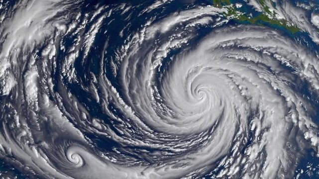 Powerful hurricane swirls in the Pacific Ocean off the coast of North America during the storm season