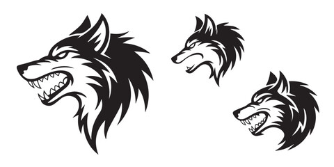 wild wolf head vector silhouette for creative logos, illustrations, print designs, and merchandise