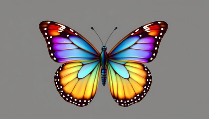 Obraz premium Radiant Monarch Butterfly on Neutral Background – A Bold Symbol of Elegance and Nature