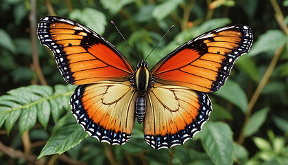 Fototapeta premium Monarch Butterfly on Orange Blossom – Stunning Macro of Nature’s Elegance