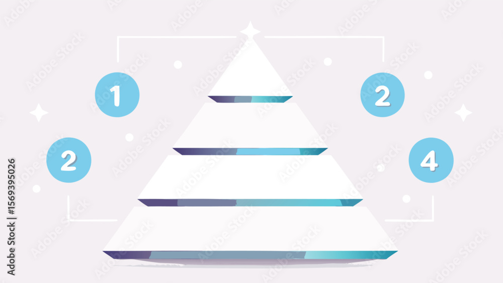 Aufkleber layered pyramid diagram with numbered circles and a light blue and white color scheme design element