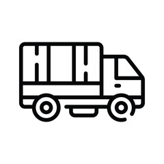 Easy to edit outline icon of cargo truck