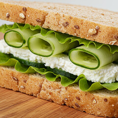 Delicious Cucumber and Feta Sandwich on Whole Wheat Bread