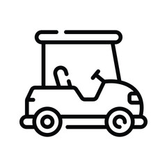 A modern linear icon of small golf cart