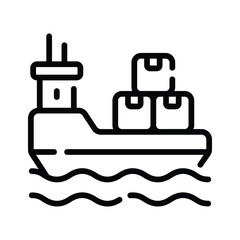 Easy to edit outline icon of international cargo ship