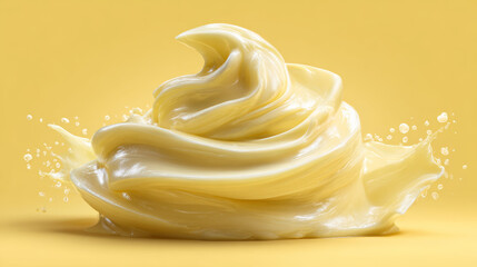 Yellow background highlighting the glossy, smooth texture of petroleum jelly