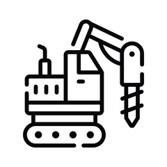 A trendy linear icon of tunnel drill vehicle