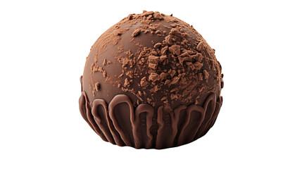 Delicious chocolate truffle coated in cocoa powder sits isolated on transparent background