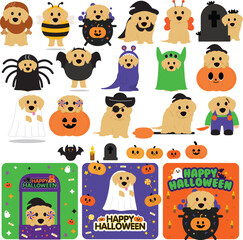 Fototapeta premium Golden Retriever Halloween Costumes and Fun
