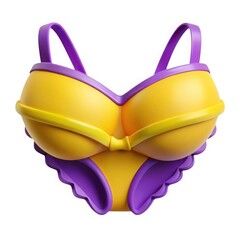 3d yellow and purple bikini set isolated on white background