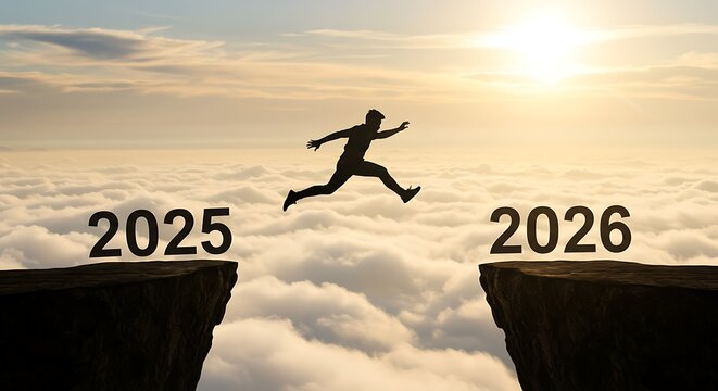 Silhouettes of people jumping with joy on the beach at sunset, embodying freedom and active fun