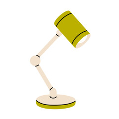 Green desk lamp isolated on white background, ideal for workspace, reading, productivity, or school-related themes