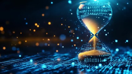 Digital hourglass, time and technology merging - Powered by Adobe