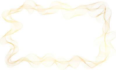 abstract vector illustration of gold colored wave lines frame