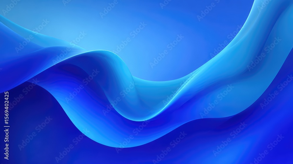 Poster soft flowing waves in shades of blue, capturing the essence of tranquility and serenity through flui