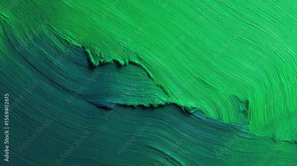 Poster vibrant green abstract background with smooth brush strokes displaying layers of texture and depth f