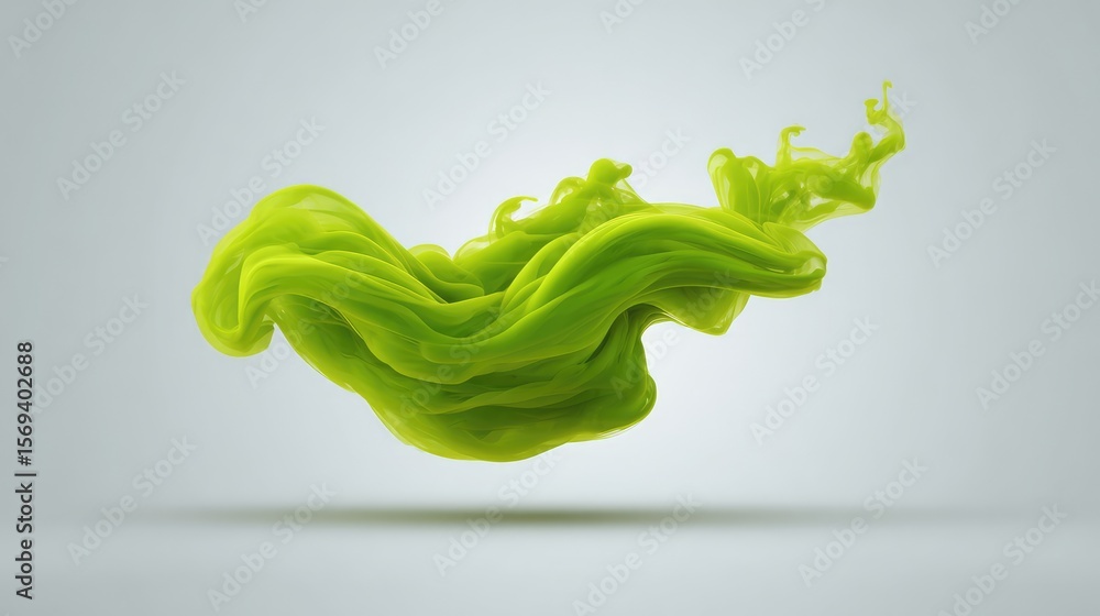 Poster abstract green fluid motion on a light background - captivating swirling shapeshifting effect for ar