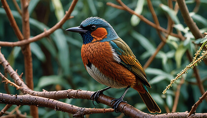 Colorful Songbird Perched on Branch – Vibrant Wildlife in Natural Habitat