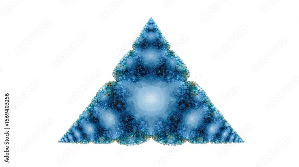 Poster Intricate Fractal Design Featuring Blue and White Triangular Shapes with Unique Patterns for Abstract Art and Modern Backgrounds