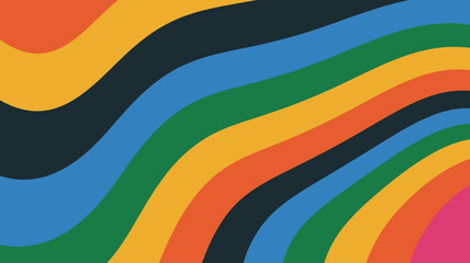 Fototapeta premium Abstract background featuring curved colorful stripes in a retro style design pattern aesthetic art