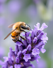Honeybee on Lavender Flower – Nature’s Perfect Pollinator in Action